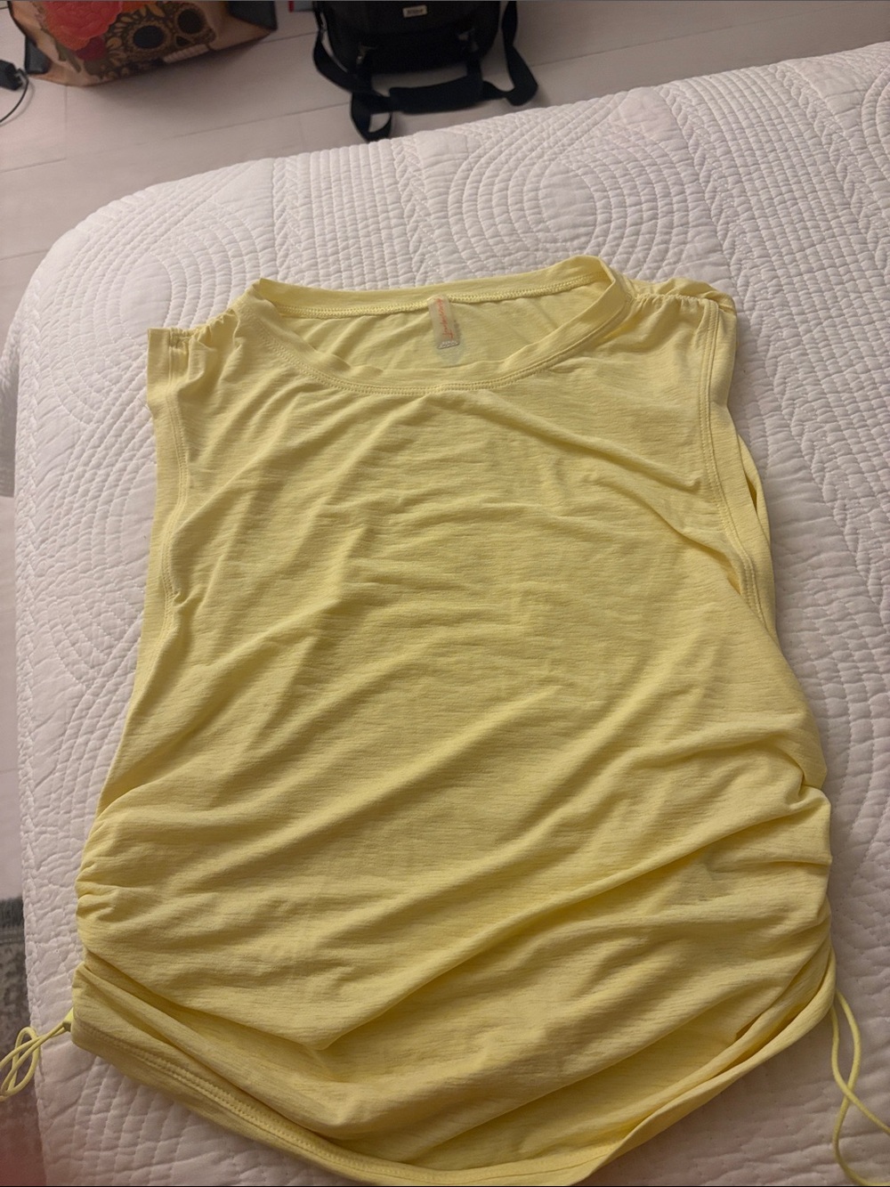 Free people Yellow Sleeveless Gathered Hem Women's Top